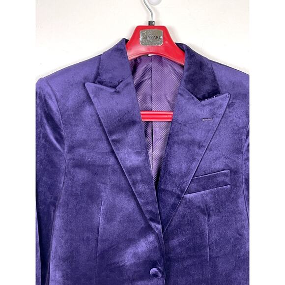 Mazari Men's Purple Party S/C Fashion Velvet Sport Coat w/ Bow Tie 1010 - XS - Picture 3 of 9